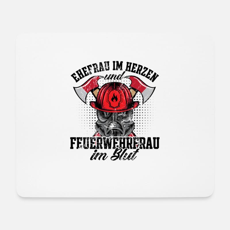 Feuerwehrfrau - Mousepad (Querformat) - Weiß