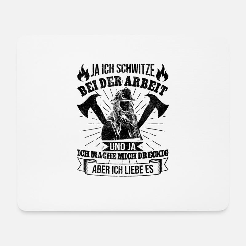 Feuerwehrfrau - Mousepad (Querformat) - Weiß
