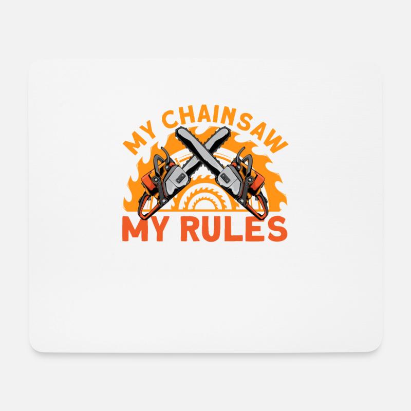 My Chainsaw My Rules - Mousepad (Querformat) - Weiß