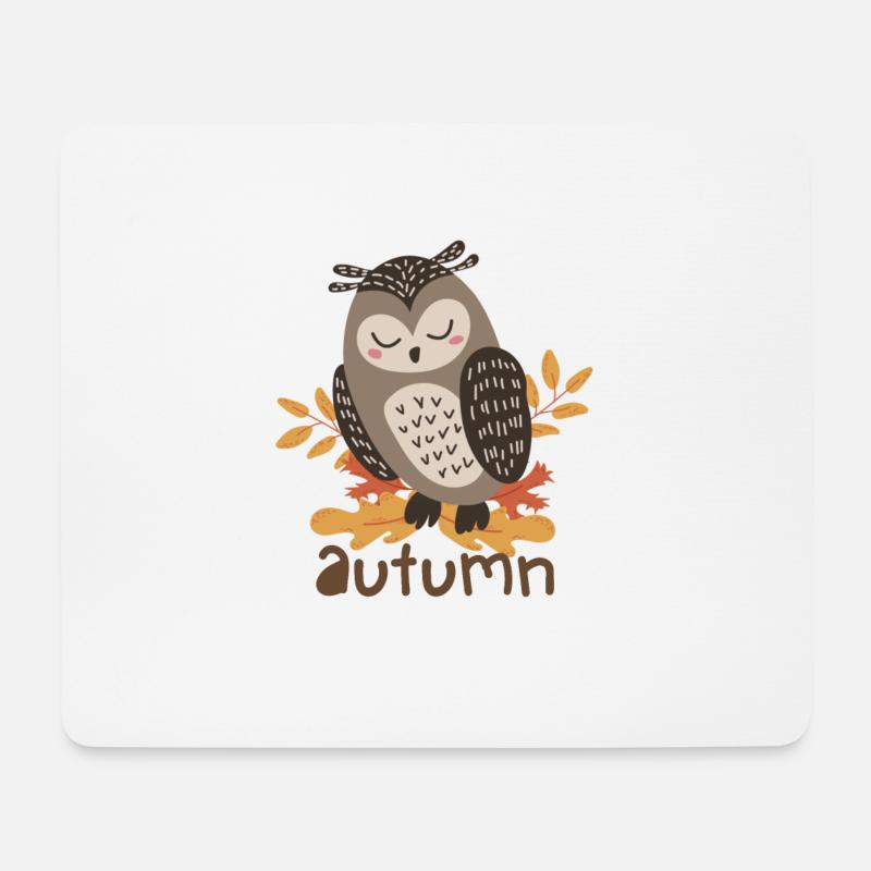 Die Jahreszeit Kürbis Herbstbaum Orange Herbstblätter - Mousepad (Querformat) - Weiß