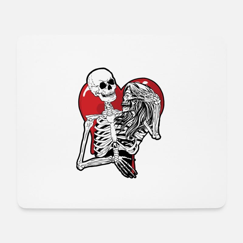 Bis zum Tod Mitternacht Liebende Gothic Schädel - Mousepad (Querformat) - Weiß