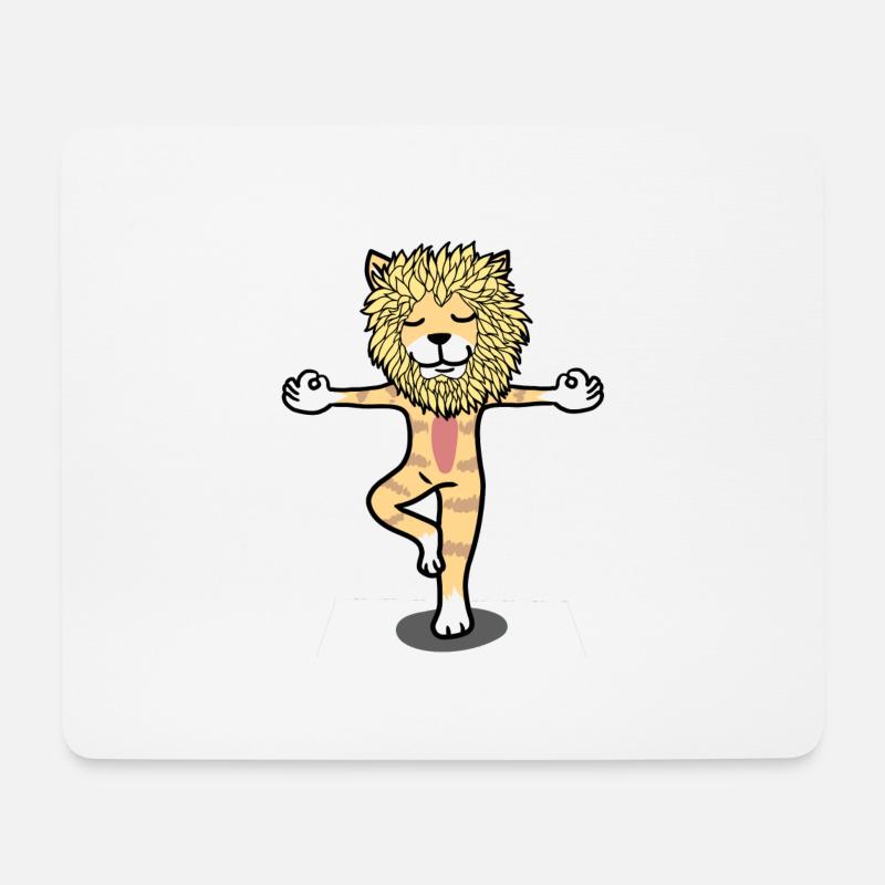 Yoga Yogi Löwe Meditation Entspannung Katze - Mousepad (Querformat) - Weiß