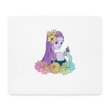 Manga Girl Anime Girl Butterfly - Mouse Pad (horizontal) - white - Front