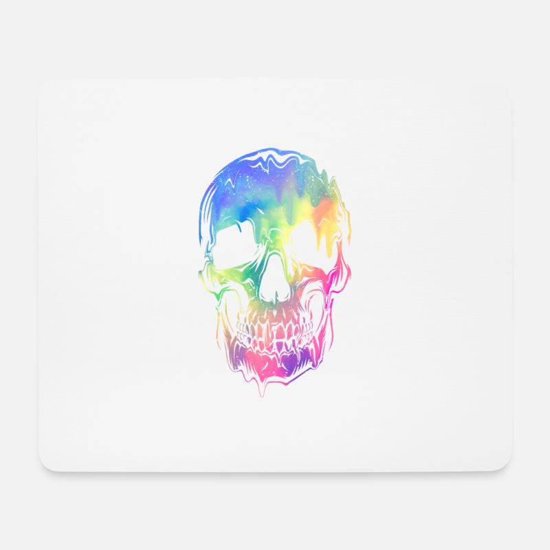 Bunter Totenkopf Halloween Skelett Regenbogen - Mousepad (Querformat) - Weiß