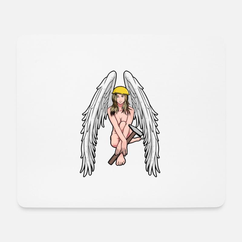 Schutzengel Baustelle Hammer Helm Arbeitsbereich - Mousepad (Querformat) - Weiß
