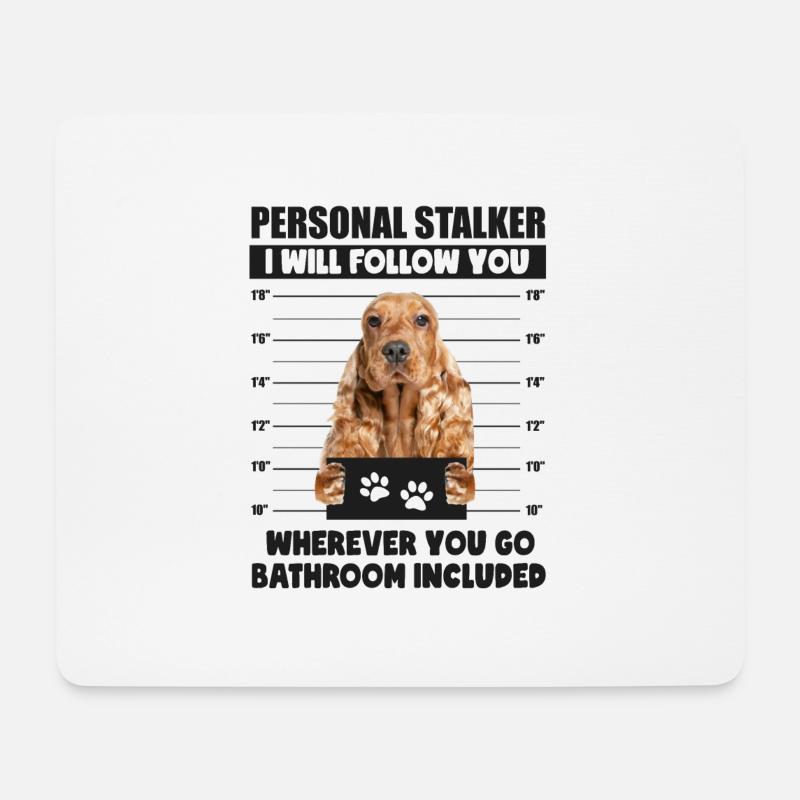 Personal Stalker Dog, English Cocker Spaniel puppy - Mouse Pad (horizontal) - white