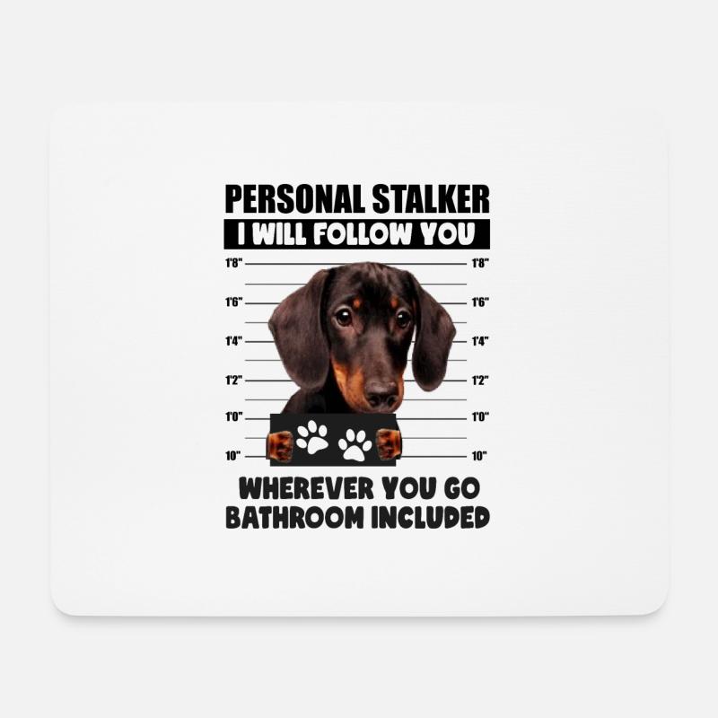 Persönlicher Stalker-Hund, schwarzer und brauner Dackel - Mousepad (Querformat) - Weiß