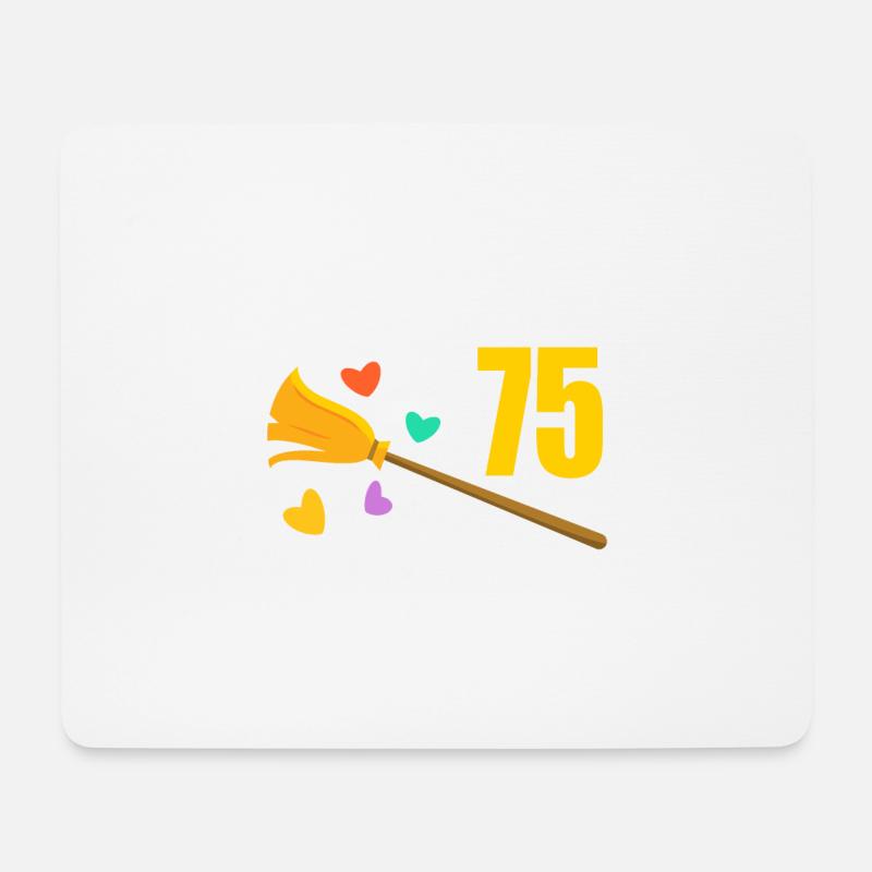 Alter Besen Junger Feger 75 Jahre 75. Geburtstag - Mousepad (Querformat) - Weiß