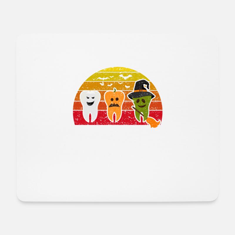 Zähne Geist Kürbis Hexe Niedlich Zahnarzt - Mousepad (Querformat) - Weiß