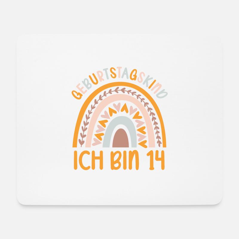 14 Jahre alt Rainbow Regenbogen 14. Geburtstag - Mousepad (Querformat) - Weiß