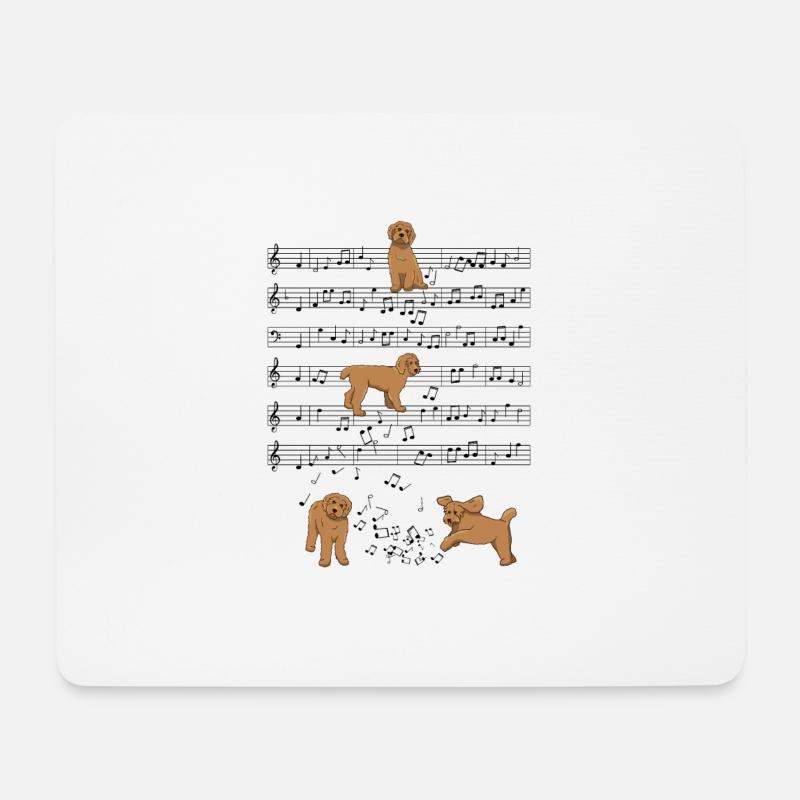 Labradoodle Hund Musik Noten Geschenk - Mousepad (Querformat) - Weiß