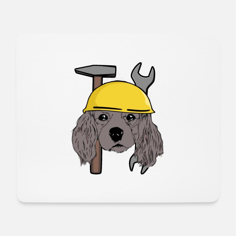 Hundekopf Hund Schutzhelm Baustelle Gewerbe Kind - Mousepad (Querformat) - Weiß