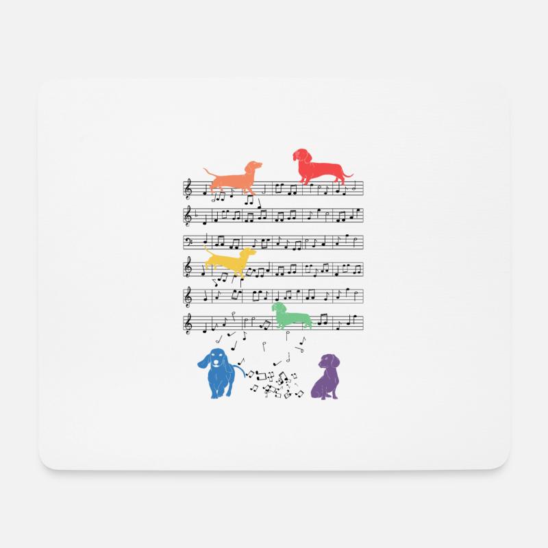 Dackel LGBT Hund Musik Noten Geschenk - Mousepad (Querformat) - Weiß