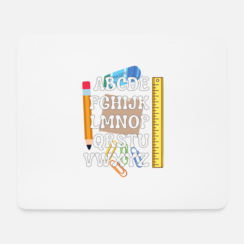 Schulanfang Alphabet Shirt - Mousepad (Querformat) - Weiß