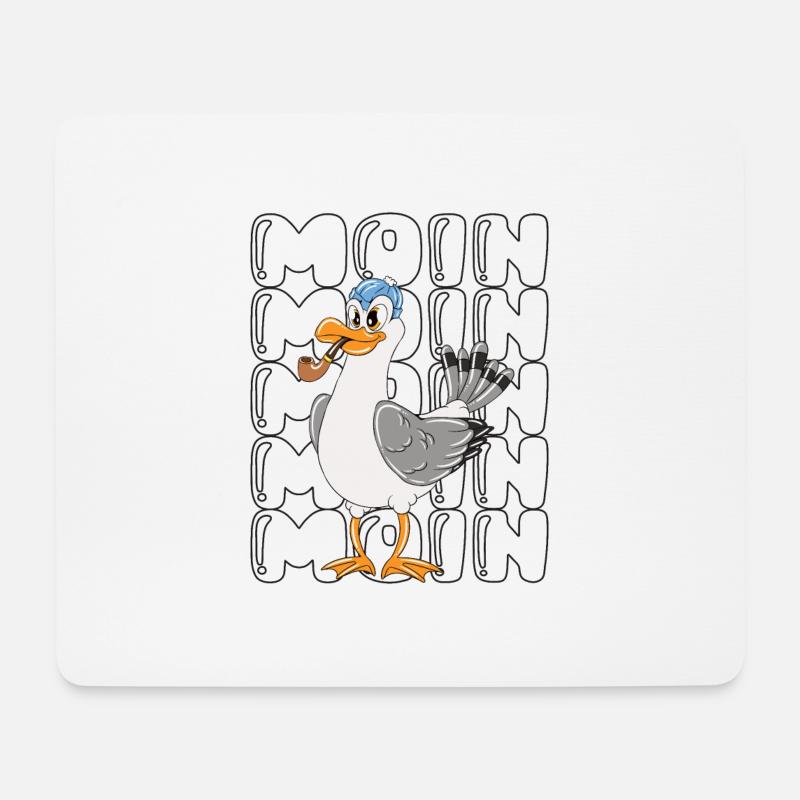 Moin Norddeutsch Möwe Mit Pfeife Lustige Möwe - Mousepad (Querformat) - Weiß