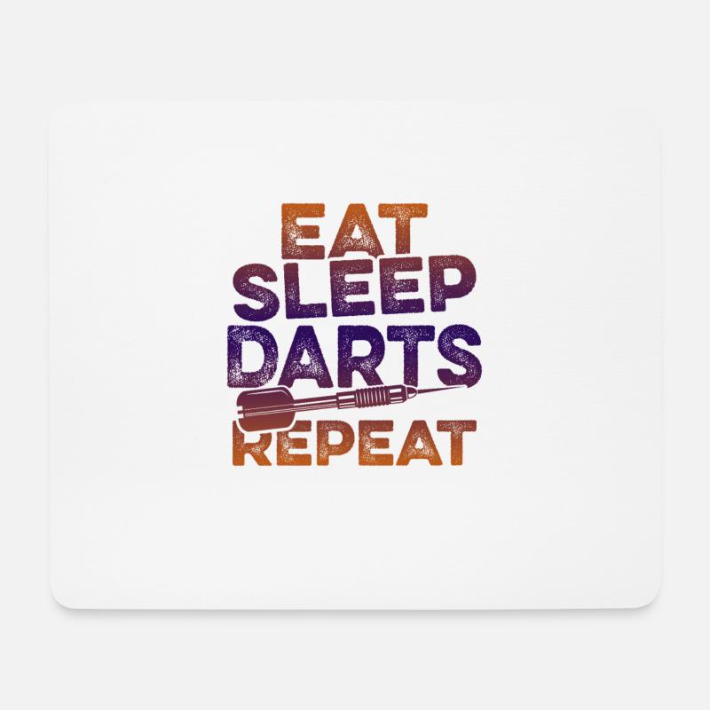 eat sleep darts repeat - Mousepad (Querformat) - Weiß