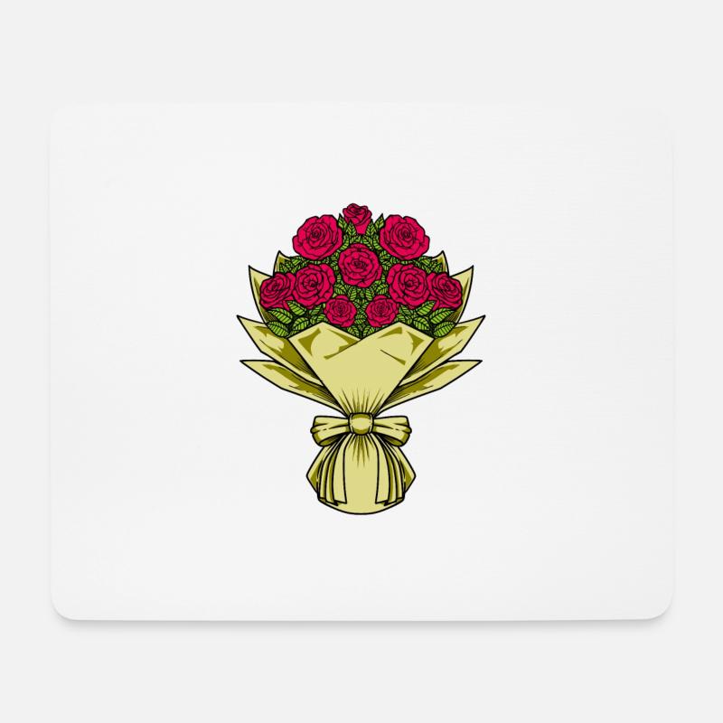 Roses Rouges - Bouquet - Tapis de souris (format paysage) - blanc