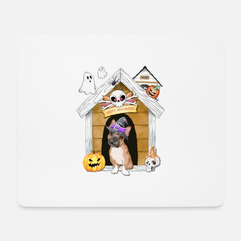 Halloween Frenchie Hund Hexe - Mousepad (Querformat) - Weiß
