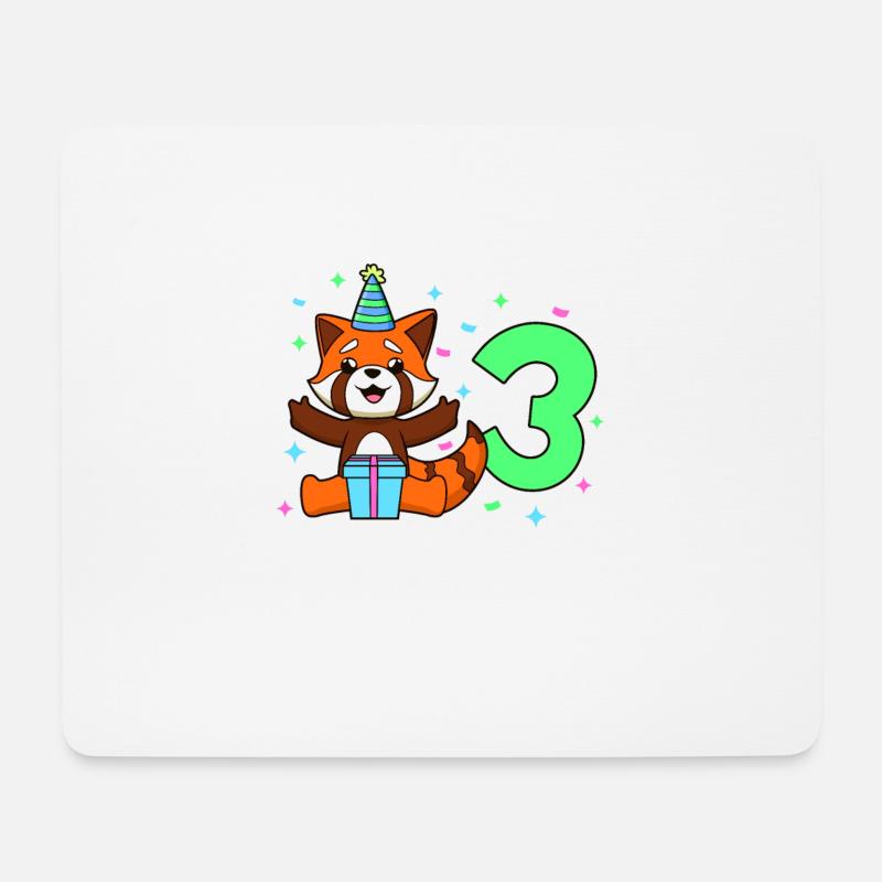 Mit Roter Panda - Kinder Geburtstag 3 Jahre - Mousepad (Querformat) - Weiß