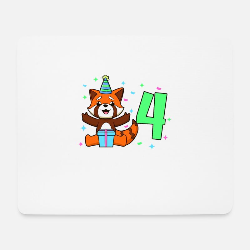 Mit Roter Panda - Kinder Geburtstag 4 Jahre - Mousepad (Querformat) - Weiß