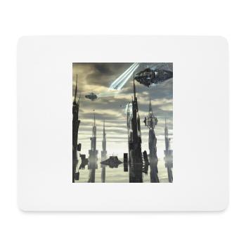 Ville de science-fiction fantastique - Tapis de souris (format paysage) - blanc - Devant