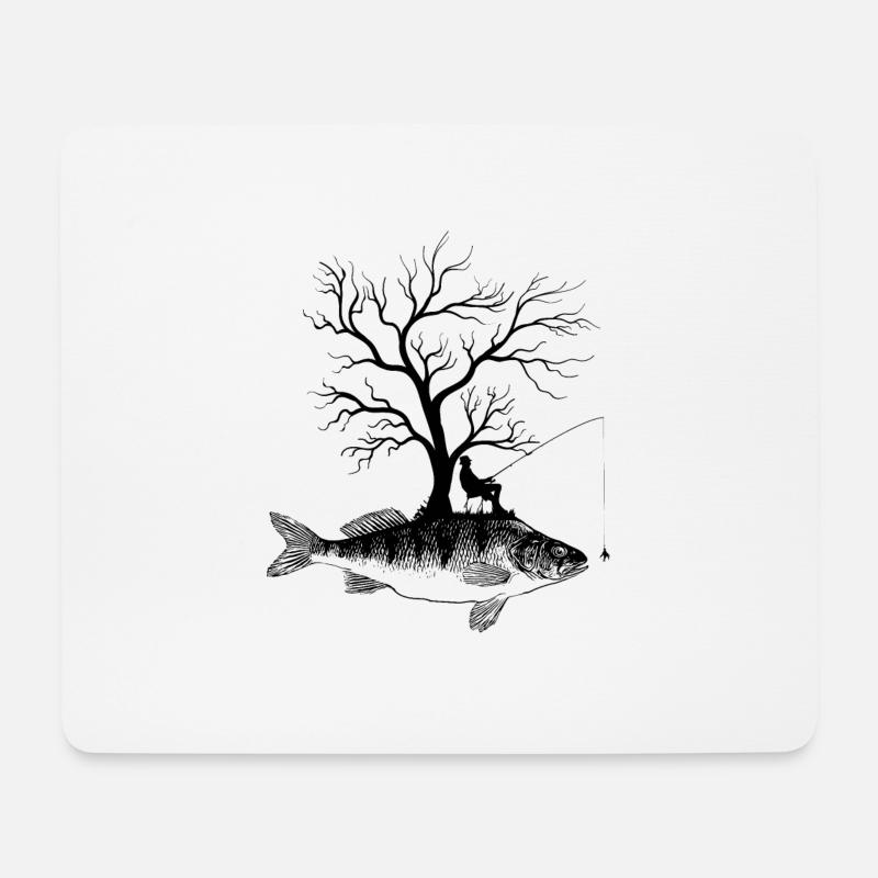 Grafischer Baum - Fischgelber Barsch - Mousepad (Querformat) - Weiß