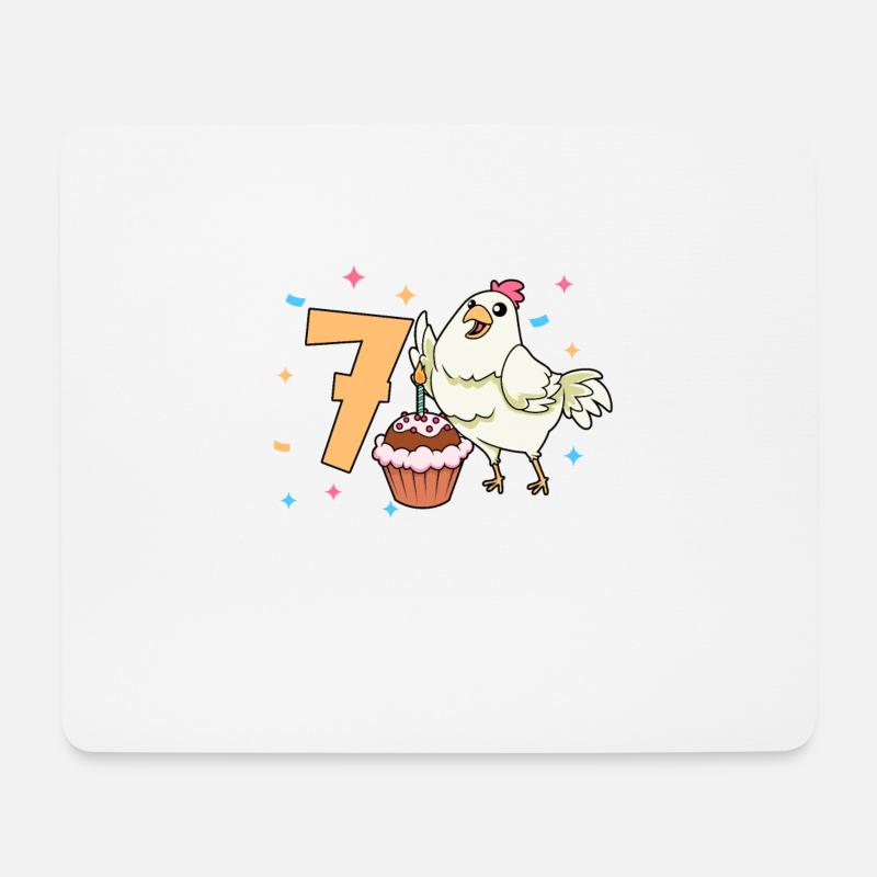 Mit Huhn - Kinder Geburtstag 7 Jahre - Mousepad (Querformat) - Weiß