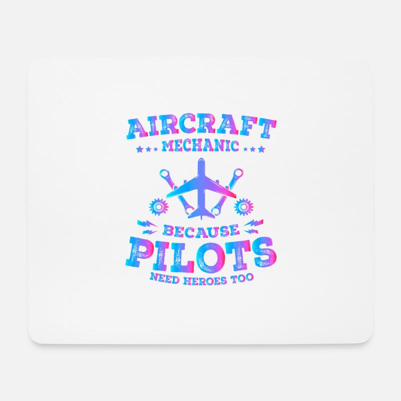 Fluggerätmechaniker, weil auch Piloten Helden brauchen - Mousepad (Querformat) - Weiß