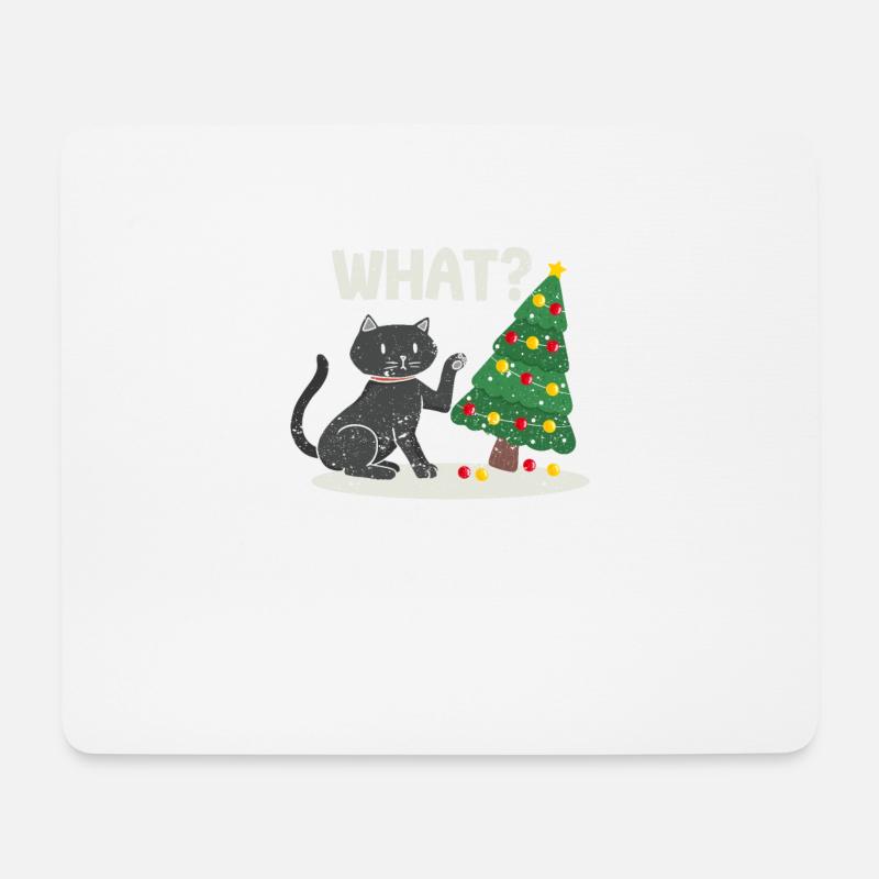What? Funny Black Cat Merry Christmas Tree - Mouse Pad (horizontal) - white