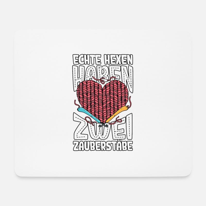 Echte Hexen Haben 2 Zauberstäbe Häkeln - Mousepad (Querformat) - Weiß