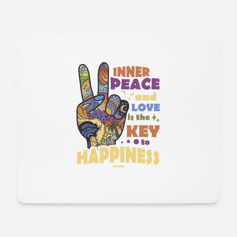 innerer Frieden Peacezeichen zwei Finger - Mousepad (Querformat) - Weiß