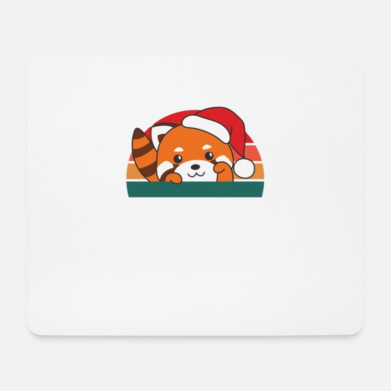 merry Christmas Retro Rote Panda Weihnacht - Mousepad (Querformat) - Weiß
