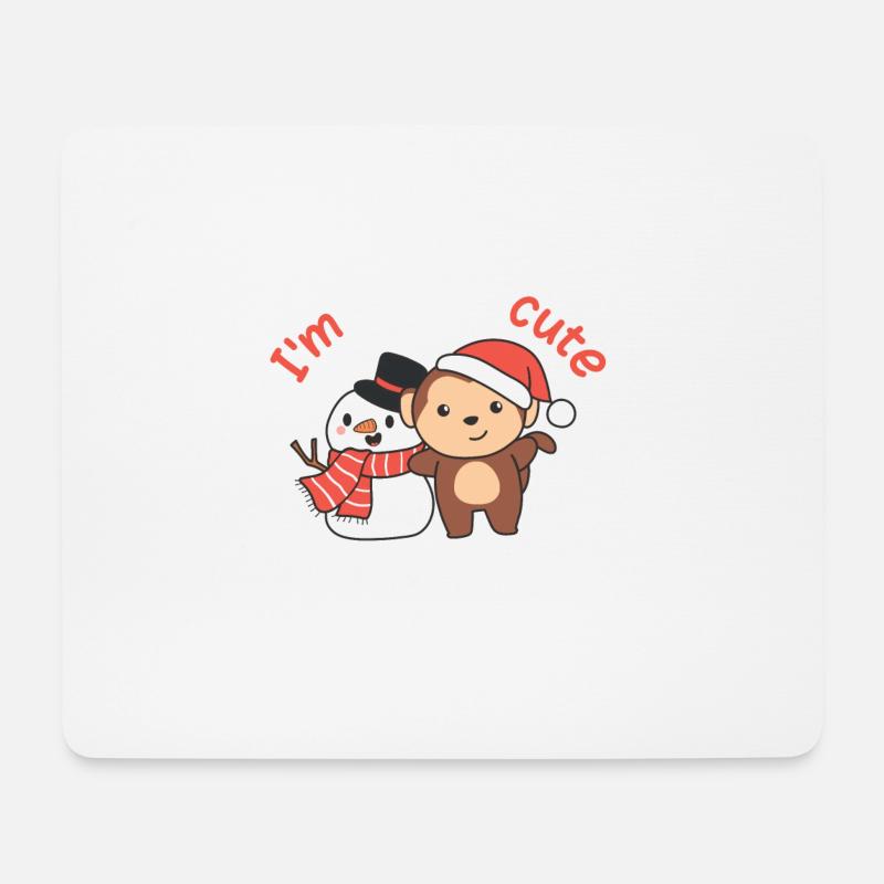 Affe I'm snow cute schneemann schnee wortspiel - Mousepad (Querformat) - Weiß