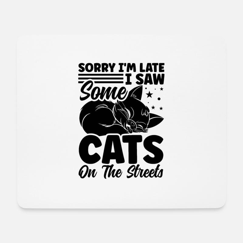 Katze Katzenliebhaber Katzen auf der Straße - Mousepad (Querformat) - Weiß