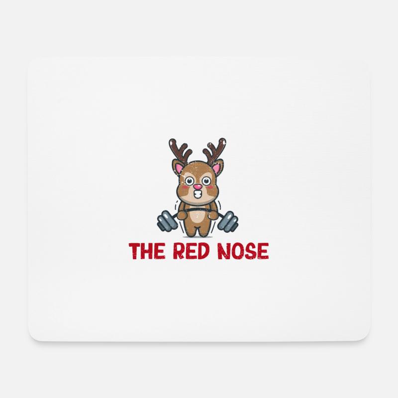 Fitnessstudio Weihnachten Workout Xmas Brodolf The - Mousepad (Querformat) - Weiß