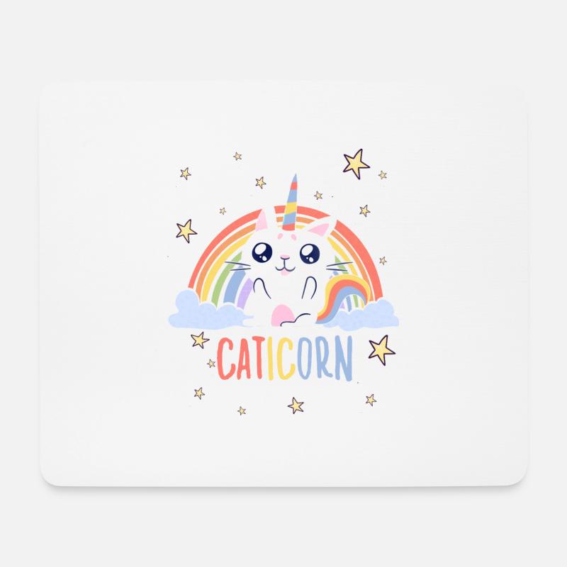 Süßes Caticorn Katze Einhorn Regenbogen Katzen - Mousepad (Querformat) - Weiß