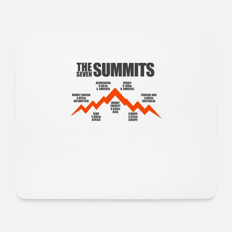 The seven summits Berge, Höhen und Kontinente - Mousepad (Querformat) - Weiß