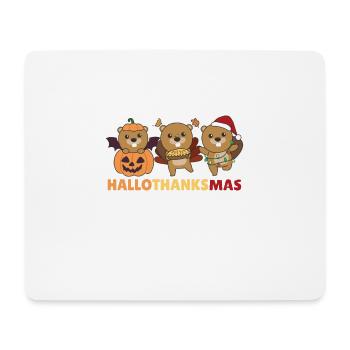 Happy Hallothanksmas Biber Weihnachts Biber - Mousepad (Querformat) - Weiß - Vorne