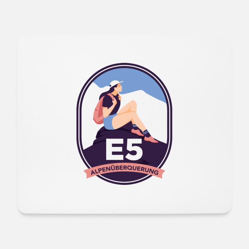 E5 - Alpine Crossing - Mousepad (Querformat) - Weiß