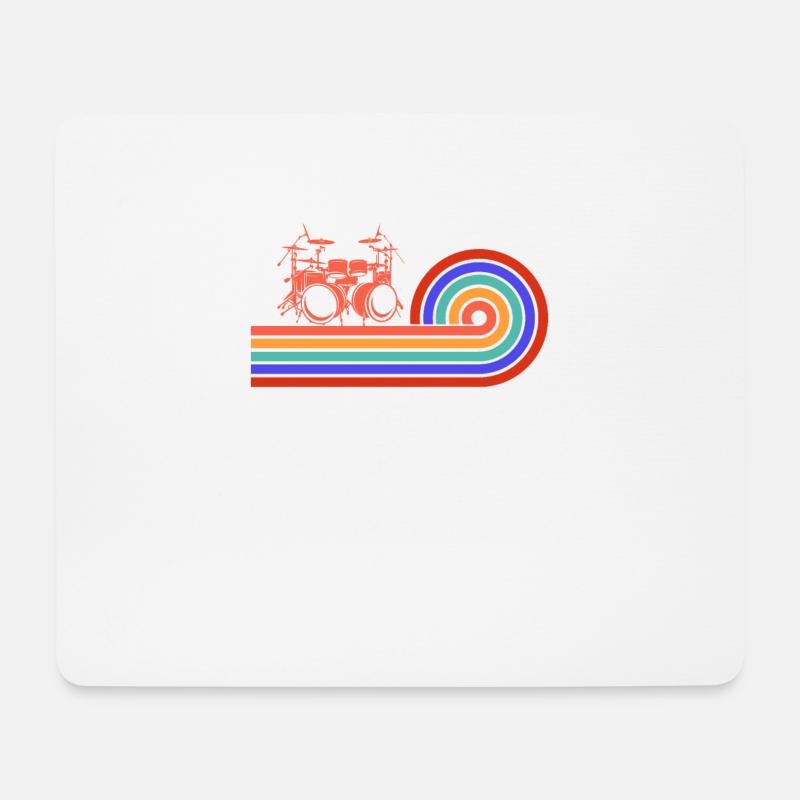 Retro Drummer Player Drums Drummer - Tapis de souris (format paysage) - blanc