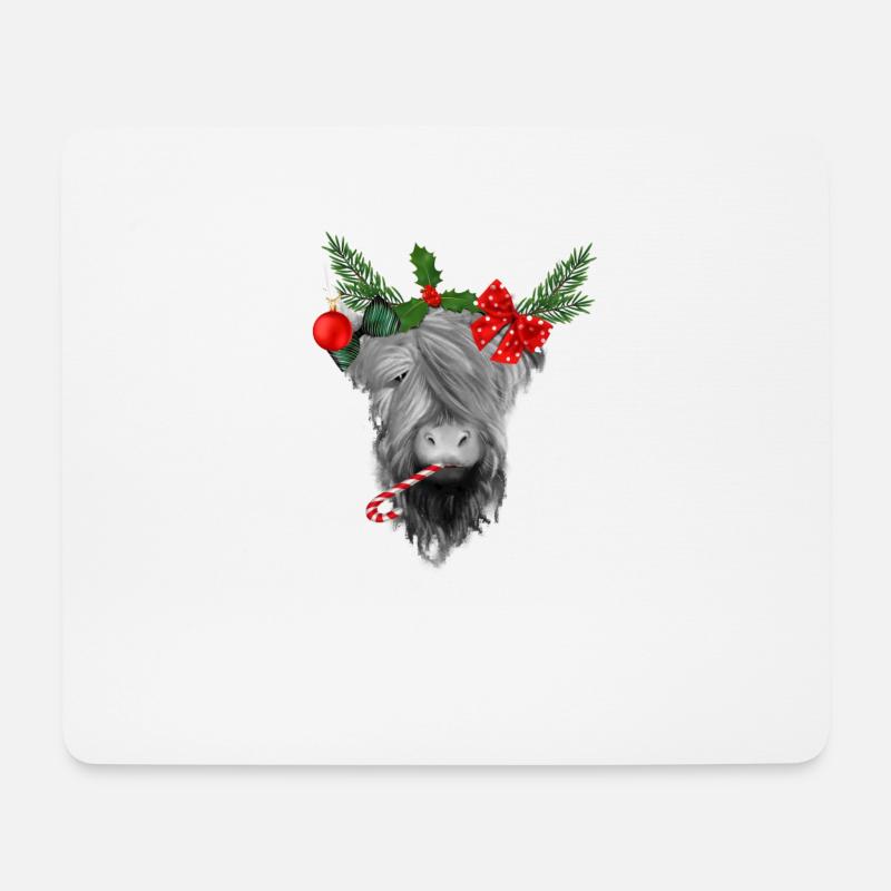 Merry Christmas Schottisches Hochlandrind - Mousepad (Querformat) - Weiß