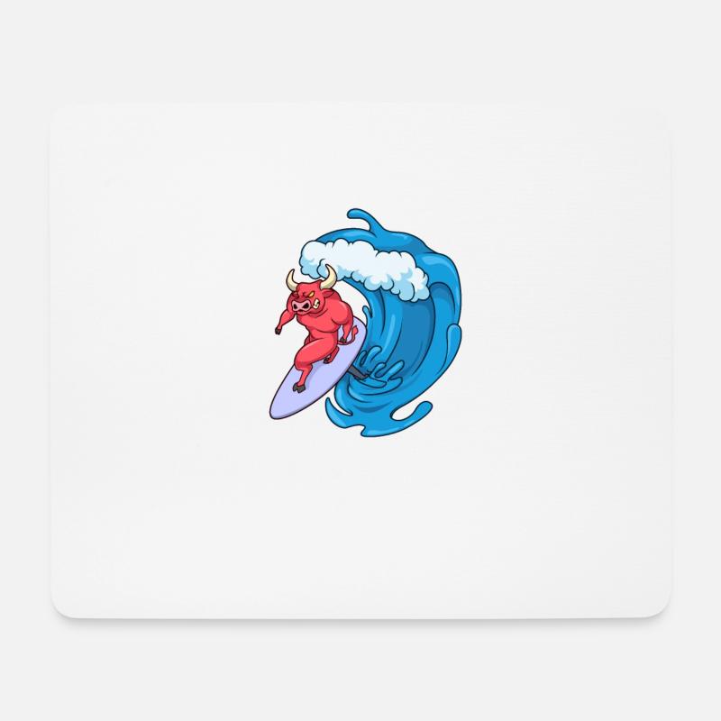 Stier Surfer auf Hydrofoil Surfboard - Mousepad (Querformat) - Weiß