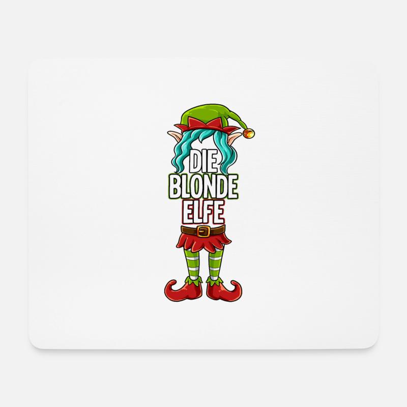 Blonde Elfe Partnerlook Weihnachten - Mousepad (Querformat) - Weiß
