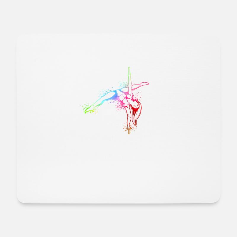 Farbenfrohe Pole Fitness Tänzerin - Mousepad (Querformat) - Weiß