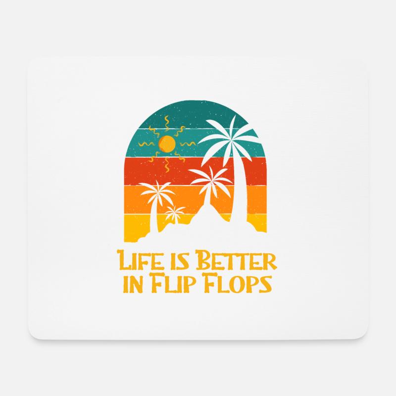 Life Is Better in Flip Flops Beach Summer Ocean - Mousepad (Querformat) - Weiß
