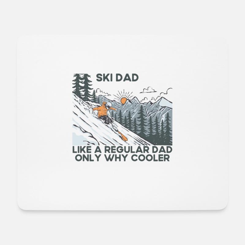 Ski Dad Funny Cute Winter Skiing - Mousepad (Querformat) - Weiß
