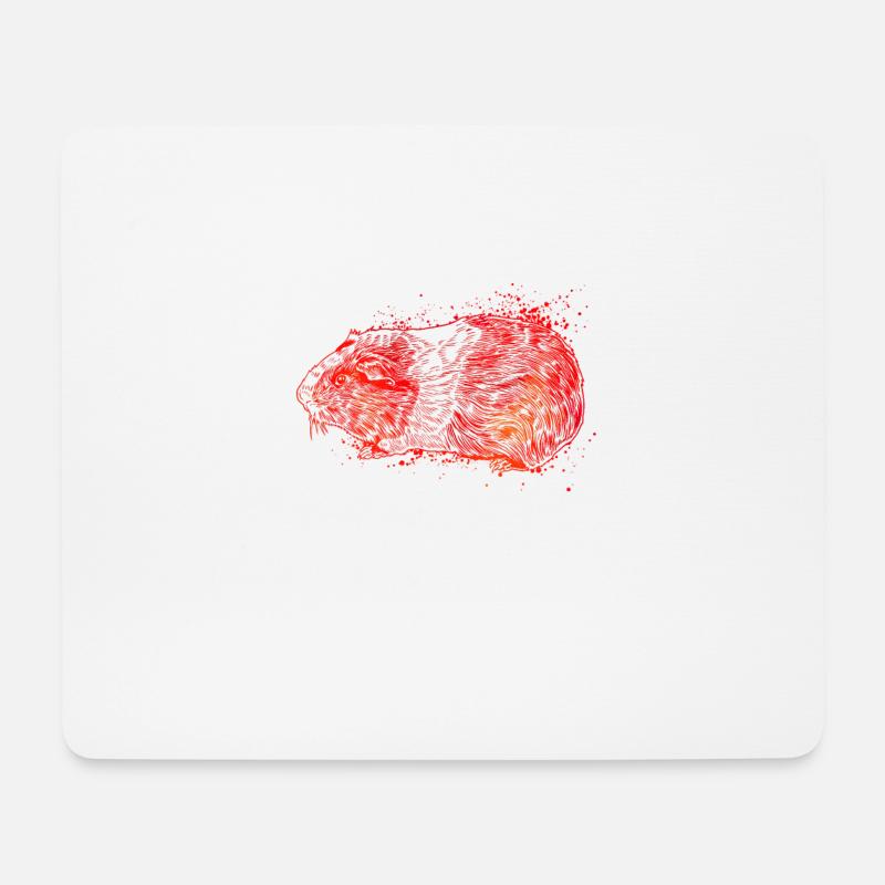 Farbige Zeichnung eines Meerschweinchen - Mousepad (Querformat) - Weiß