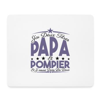 J'ai deux titres Papa et Pompier, Cadeau Papa. - Tapis de souris (format paysage) - blanc - Devant