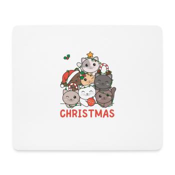 Cat Christmas Tree Merry Christmas - Mouse Pad (horizontal) - white - Front