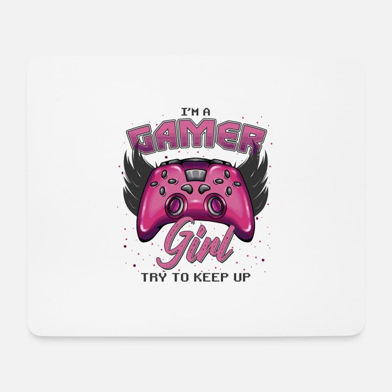 Gamer Mädchen Design - Mousepad (Querformat) - Weiß
